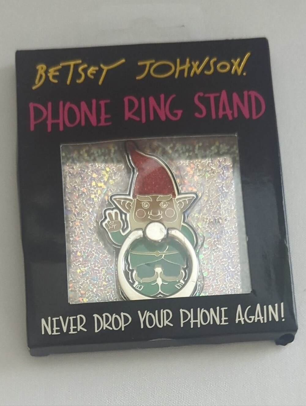Betsey Johnson  Christmas Red & Green Elf Phone Ring Stand NEW